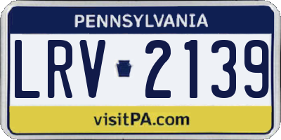 PA license plate LRV2139