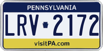 PA license plate LRV2172