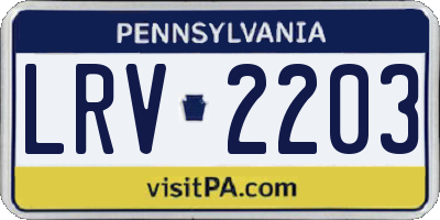 PA license plate LRV2203