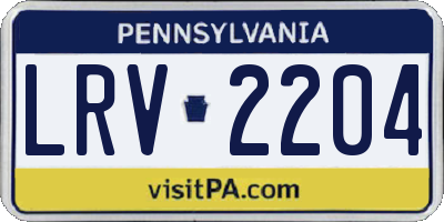 PA license plate LRV2204