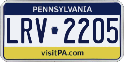 PA license plate LRV2205