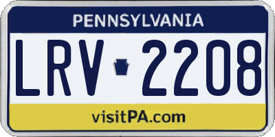PA license plate LRV2208