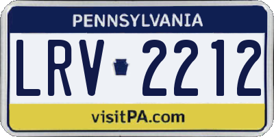 PA license plate LRV2212