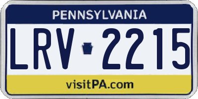 PA license plate LRV2215