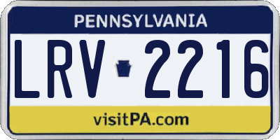PA license plate LRV2216