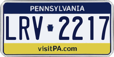 PA license plate LRV2217