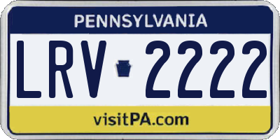 PA license plate LRV2222