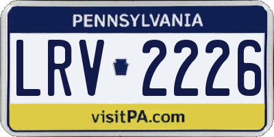 PA license plate LRV2226