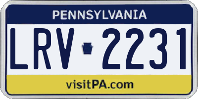 PA license plate LRV2231