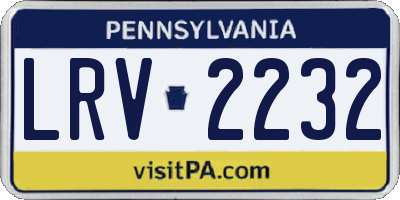 PA license plate LRV2232