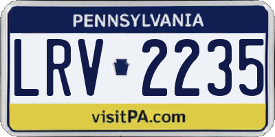 PA license plate LRV2235