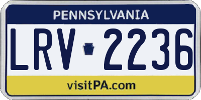 PA license plate LRV2236