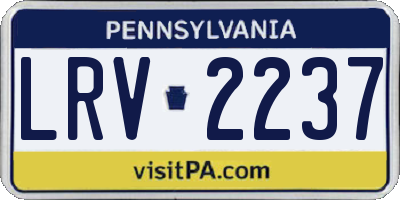 PA license plate LRV2237