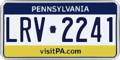 PA license plate LRV2241