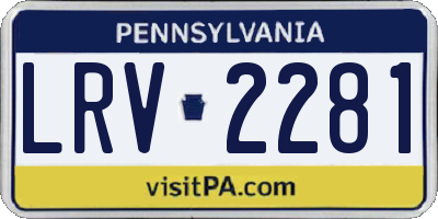 PA license plate LRV2281