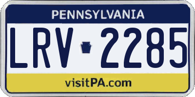 PA license plate LRV2285