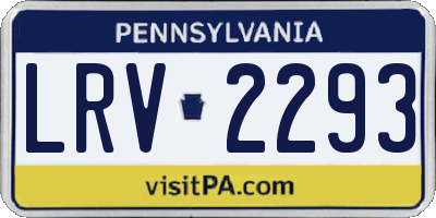 PA license plate LRV2293