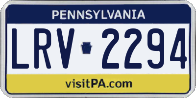 PA license plate LRV2294