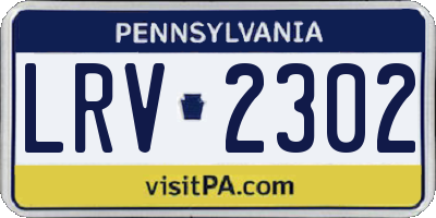 PA license plate LRV2302