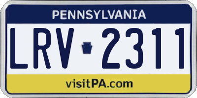 PA license plate LRV2311