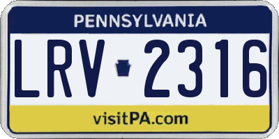 PA license plate LRV2316