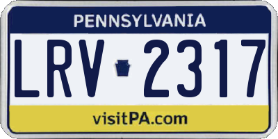 PA license plate LRV2317