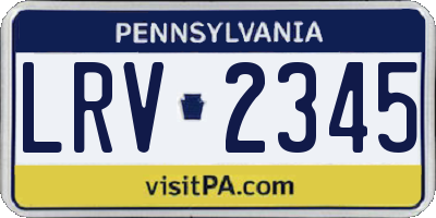 PA license plate LRV2345