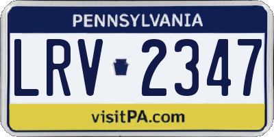 PA license plate LRV2347