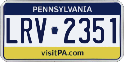 PA license plate LRV2351