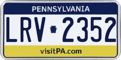 PA license plate LRV2352