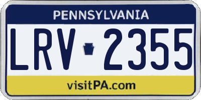 PA license plate LRV2355