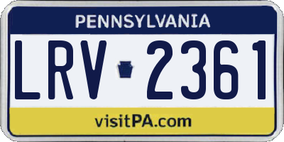 PA license plate LRV2361