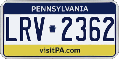 PA license plate LRV2362