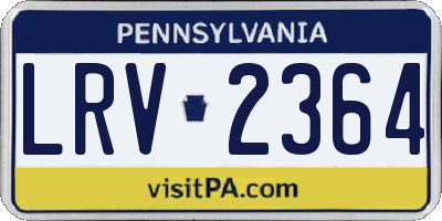 PA license plate LRV2364
