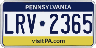 PA license plate LRV2365