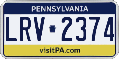 PA license plate LRV2374