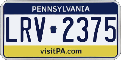PA license plate LRV2375