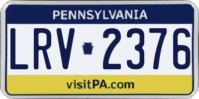 PA license plate LRV2376