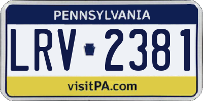 PA license plate LRV2381