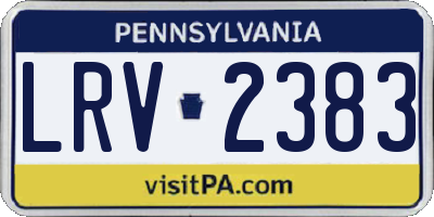 PA license plate LRV2383