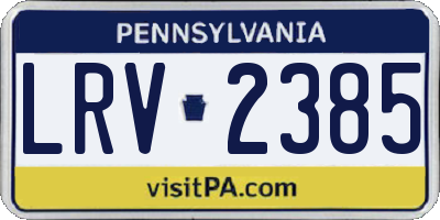 PA license plate LRV2385