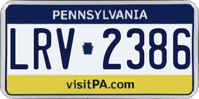 PA license plate LRV2386