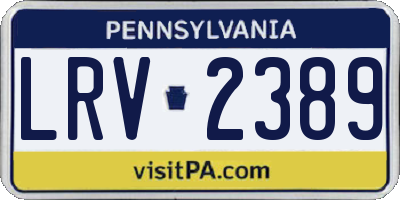 PA license plate LRV2389