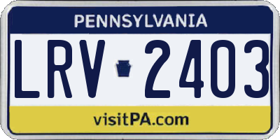 PA license plate LRV2403
