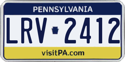 PA license plate LRV2412