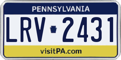 PA license plate LRV2431