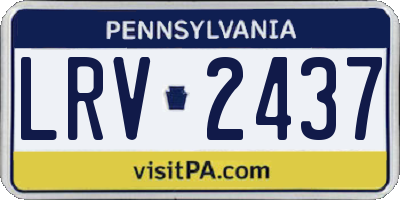 PA license plate LRV2437