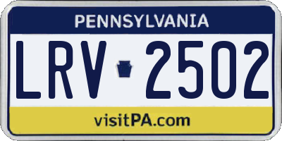 PA license plate LRV2502