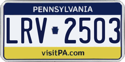 PA license plate LRV2503