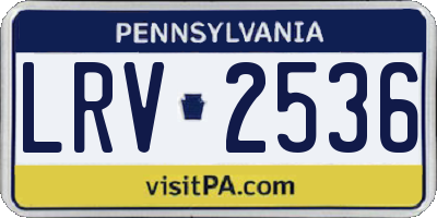 PA license plate LRV2536